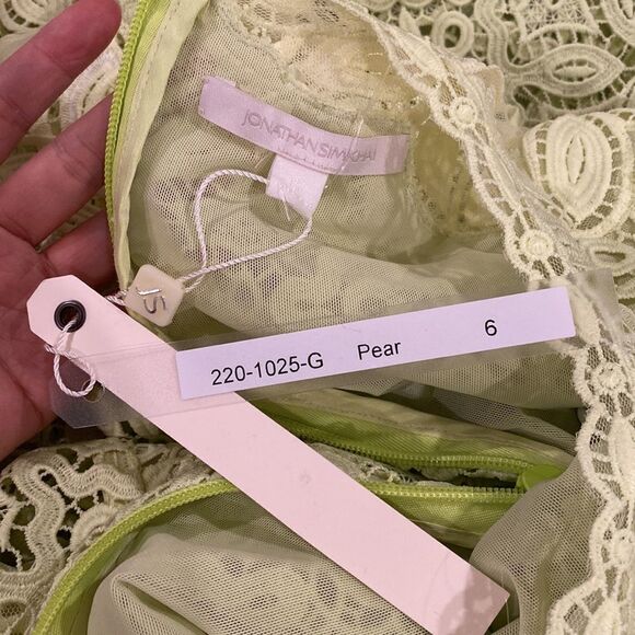 Jonathan Simkhai Guipure Lace Long Sleeve Mini Dress Pear Size 6 - Picture 12 of 12